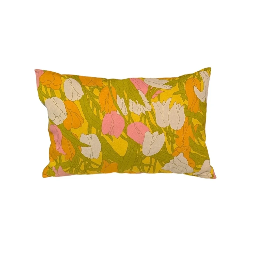Vintage MCM Floral Pillow 60s 70s Groovy Mod Accent Pastel‎ Psychedelic Cottage